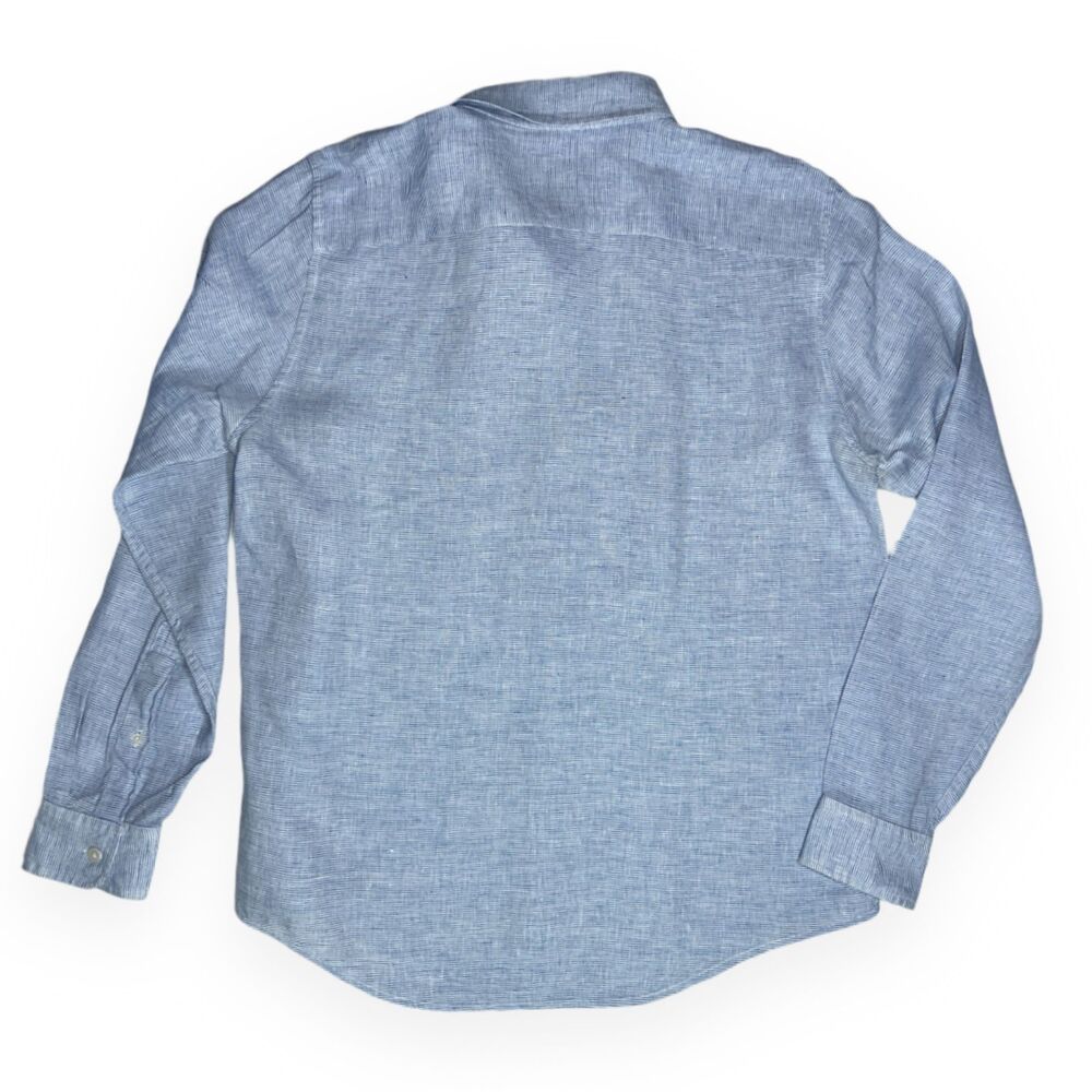 Abercrombie & Fitch Men's Large 100% Linen Shirt Blue Striped Summer Style - Picture 4 of 10
